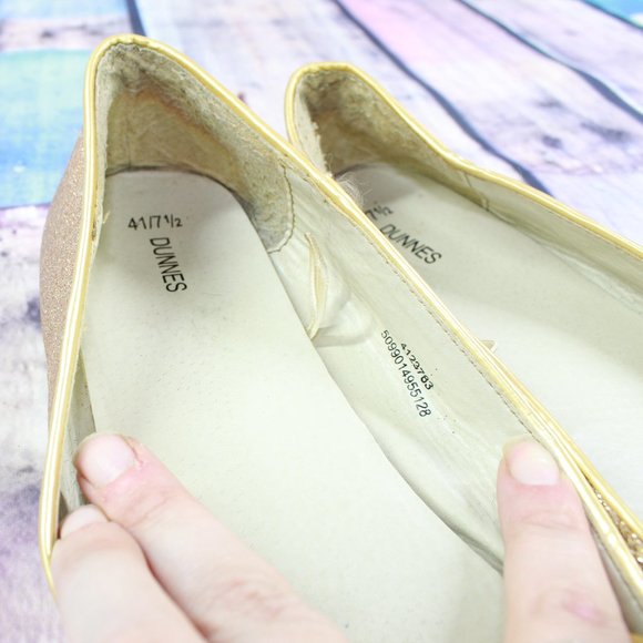 Dunnes Gold Nylon Slip-on Ballet Flat Casual Shoes Size US 7.5 EU 41 - Picture 8 of 10